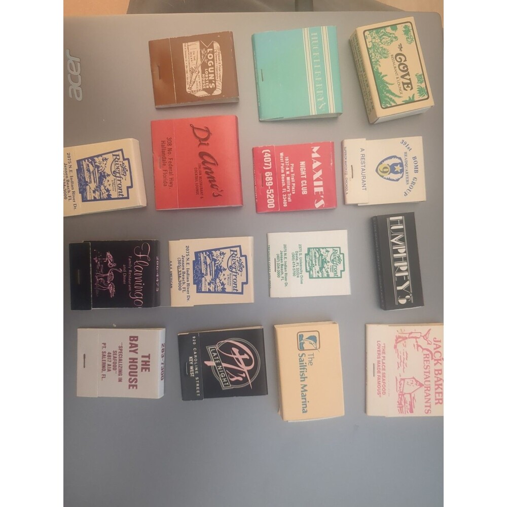 Lot of 15 Vintage Florida Matches Bars Restaurants Mr Laff's Maxie's Huckleberry